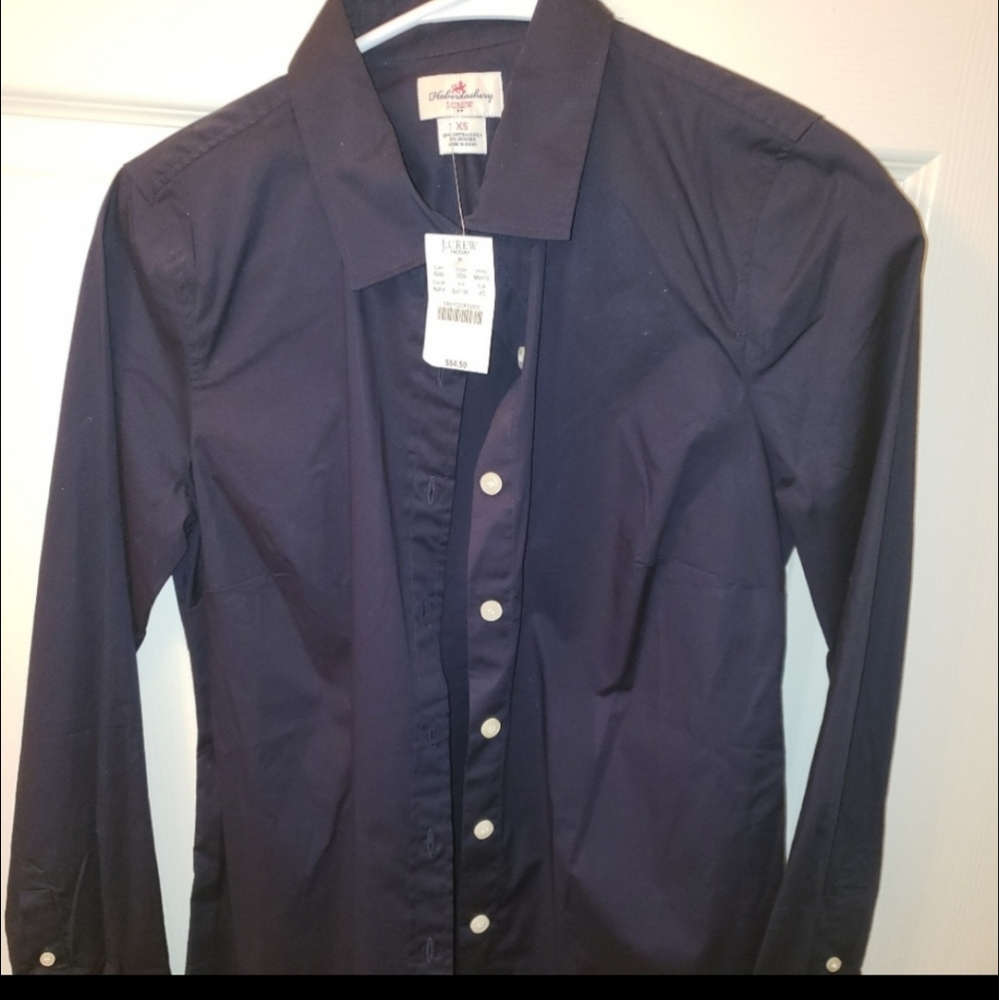 J Crew Navy Button Down sz XS